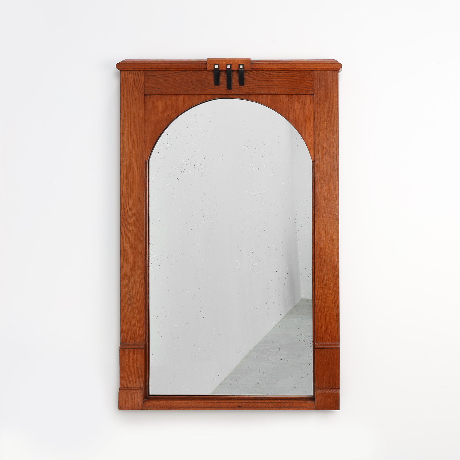 Art Deco Oak Wall Mirror, Belgium, circa 1915-img